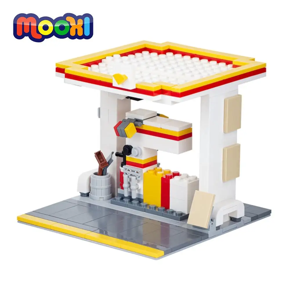 MOOXI City Gas Station 192Pcs Parking Space 6x16 Can Be Parked Parts Car Speed - £20.32 GBP