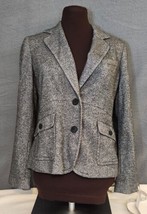 Womens Talbots Petites Black Gray Two Button Coat Blazer Jacket 8P Wool Blend  - £19.98 GBP