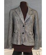 Womens Talbots Petites Black Gray Two Button Coat Blazer Jacket 8P Wool ... - £19.54 GBP