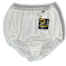 Vtg Warner&#39;s Perfect Measure Cotton Brief Panty XXL Size 9 White Lace Trim 55119 - £15.88 GBP