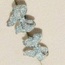 14K Weiß Vergoldet 2Ct Künstlicher Diamant Schleife Ohrstecker - £97.10 GBP
