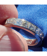 Earth mined Diamond Deco Wedding Band 14k Princess cut D VVS Anniversary Ring - $3,795.25