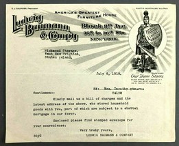 1918 Ludwig Baumann Co New York City Business Letter NY - $95.00