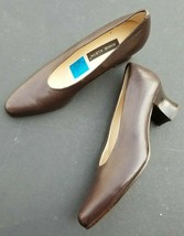 Anne Klein Brown Leather Heels Shoes 7N Italy - £31.33 GBP
