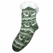 Women Girl Knit Deer Flake Anti Skid Winter Slipper Socks Fur Shearling ... - $8.89