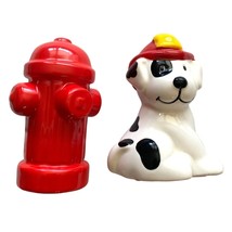 Russ Berrie Dalmatian Fire Hydrant Salt and Pepper Shakers 15645 Ceramic - £11.51 GBP