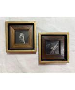 Vintage 2 ACEO Mini Picture Frames Square 3.5&quot; x 3.5&quot;  Wood Antique Gold... - $44.55