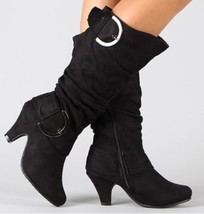 Big Size 43 New Knee High Boots Women Autumn Faux Suede Buckle Fashion Spike Hee - £39.05 GBP