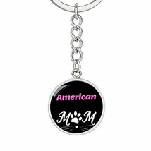 Cat Lover Keychain Gift American Cat Mom Keychain Stainless Steel Or 18k Gold Ci - £39.11 GBP