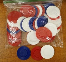 VINTAGE Lot HOYLE Gambling Casino Plastic Red White &amp; Blue Poker Chips 50+ - $10.93