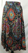 Vintage US CLOTHING COMPANY Skirt Paisley Sz 9/10 Black Teal Gold Purple... - £37.56 GBP