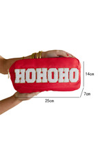 Fiery Red HOHOHO Chenille Glitter Zipper Large Makeup Bag - $8.41