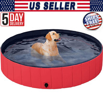 63&quot; Outdoor Pet Dog Pool Pvc Foldable Kids Swimming Pool Collapsible Bat... - £65.57 GBP