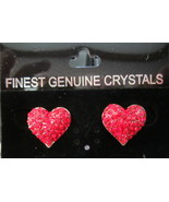 HEART Pierced Earrings Red Enameled and Rhinestones New on Card - $16.44 CAD