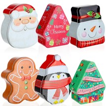 6 Pcs Christmas Cookie Tins With Lids Christmas Containers Santa Snowman... - £36.72 GBP