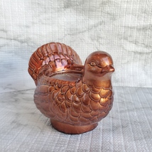 Turkey Planter, Copper color ceramic, Thanksgiving decor, bird succulent pot image 2