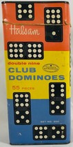  Vintage Halsam Double Nine Club Dominoes Set No. 200 - Box Good Color - £10.12 GBP