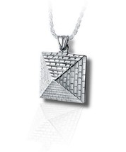 Sterling Silver Pyramid Funeral Cremation Urn Pendant for Ashes w/Chain - £219.41 GBP