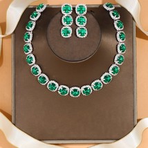 Stonefans Green Crystal Bridal Jewelry Set Necklace Earrings Women Accessories R - £33.76 GBP