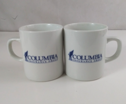 Vintage Set Of 2 Columbia Insurance Group White With Blue Logo Coffee Cu... - €9,99 EUR