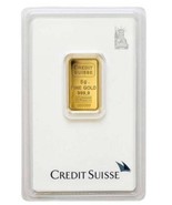 Credit Suisse 5 Gram Statue Of Liberty Gold Bar 999.9 Of Fine Gold - £567.70 GBP