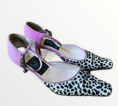 Jane Brown London Heels Calf Hair Animal Print Red Heel Pointy Toe Size ... - $22.76