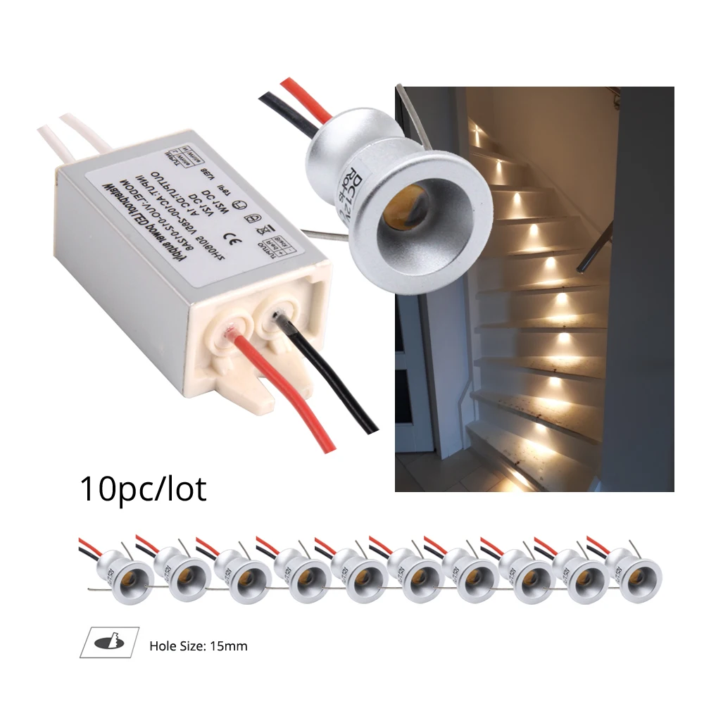 10 pc Mini LED Spot light + Power Supply IP65 1W DC12V Waterproof bathroom Spotl - £189.54 GBP