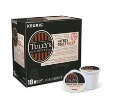 Tully&#39;s DECAF French Roast Coffee 18 to 144 Count Keurig Kcups Pick Any ... - $19.89+