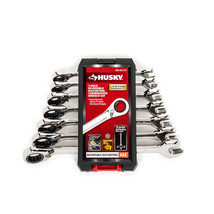 Husky Reversible Ratcheting Wrench Set SAE Combination Box End Hand Tool 7 Pc - £118.02 GBP