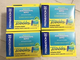 Lot Of 4 X Preparation H Totables Hemorrhoid Wipes with Witch Hazel  Fast Ship - £12.43 GBP