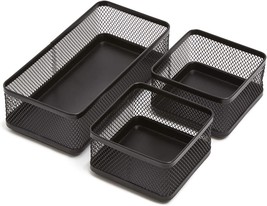 Desk Drawer Organizer Tray With Three Compartments From, Matte Black - $34.98