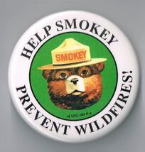 Help Smokey Prevent wild Fires Pin back button pinback - $24.70
