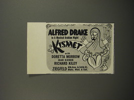 1953 Kismet Play Advertisement - Alfred Drake in a musical Arabian Night - $18.49