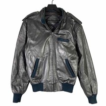 Peter England Size 42 Jacket Men&#39;s Black Motorcycle Classic Fashion VTG - £55.39 GBP