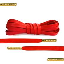Luxury Red Leather Shoelaces with Gold Metal Tips by Loop King Laces - £13.80 GBP+