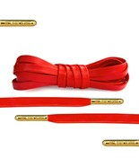 Luxury Red Leather Shoelaces with Gold Metal Tips by Loop King Laces - $323.62 MXN+