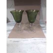 Artland Emerald Green Wine Goblet Glasses, Hand Blown Set of 2, Bubble 8... - £17.85 GBP