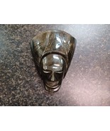 Vintage 6&quot; Carved Onyx Face Tribal Mask Paperweight - $74.24
