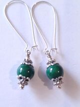 Jade silver boho jewelry set jade earrings jade necklace silver set gree... - $47.88 CAD