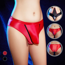Men Sexy Satin Glossy Underwear Low Waist Open Pouch Jockstrap Hollow Ou... - $9.19