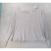 Forever 21 Womens T-Shirt Gray Heathered Long Sleeve Scoop Neck Cropped ... - £6.75 GBP