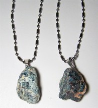 2 APATITE ROUGH NATURAL MINERAL STONE PENDANT STAINLESS BALL CHAIN NECKLACE - $9.45