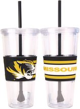 Double Wall Tumbler with Straw 22oz 2-Pack Twist on Lid (Missouri Tigers) - £23.58 GBP
