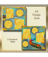 A Train and Tracks Colorful Scrapbook Set -Track Frames - Gold Inserts - £15.60 GBP
