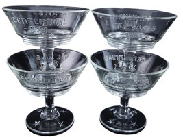1936 Texas Centennial Ice Cream Bowl Set Footed Sherberts set of 4 with ... - $222.75