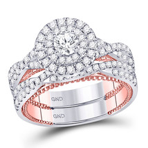 14k Two-tone Gold Round Diamond Bridal Wedding Ring Set 1-3/8 Ctw (Certified) - £1,991.20 GBP