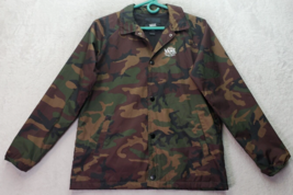 VANS Rain Jacket Boys Large Brown Green Camouflage Logo Collar Snap Butt... - £16.53 GBP