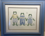 Kelly Rightsell  Matted and Framed Art Print 17 by 15 Family of Frogs Bl... - $31.27