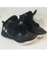 Under Armour 6Y Boys Basketball Sneakers Black White High Top Youth - $7.42