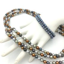HONORA gray pearl &amp; sterling stretch bracelet &amp; long 64&quot; multicolor necklace set - £31.97 GBP